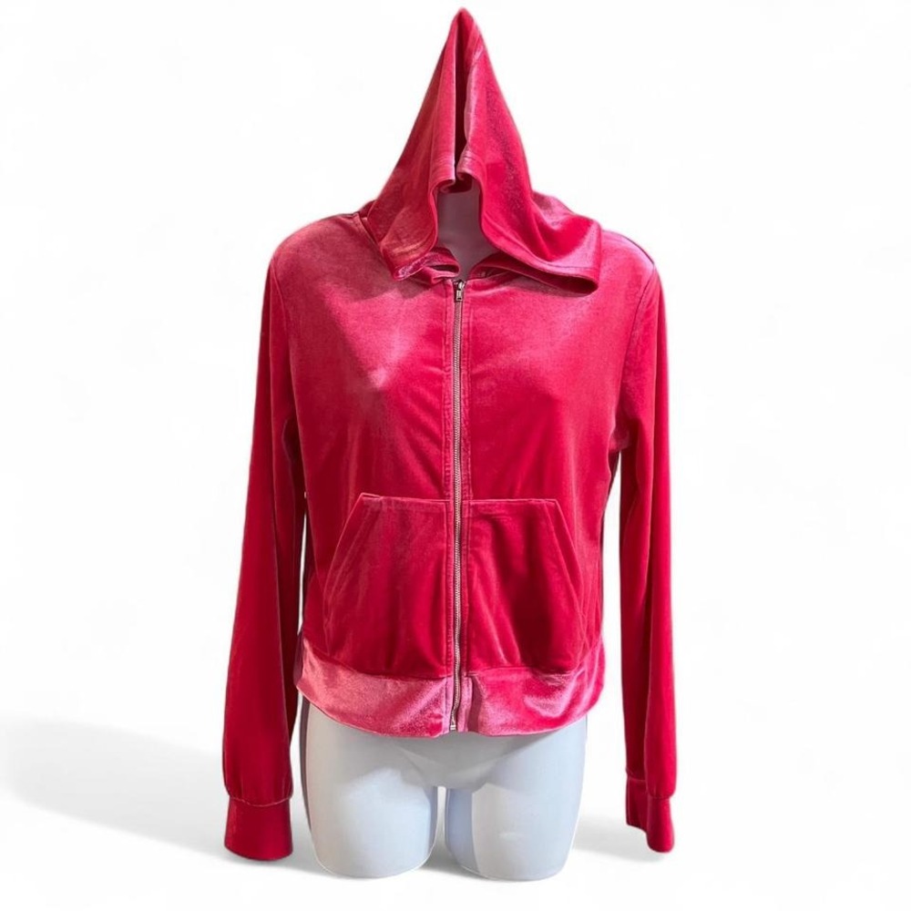 SHEIN SXY Pink Velour Angel Rhinestone Zip Up Hoodie Size M